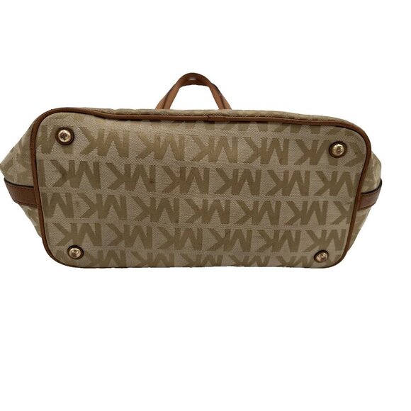 MICHAEL KORS JET SET hand bag Purse MK signature Jacquard cream gold - Picture 8 of 16